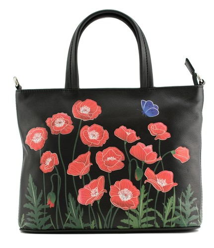 Mala leather poppy black red - leather,