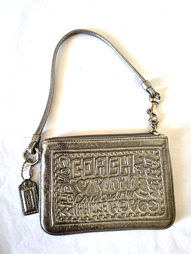 Coach poppy wristlet - wristlet, silver