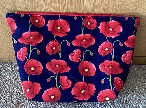 Gorgeous navy red - poppy, floral