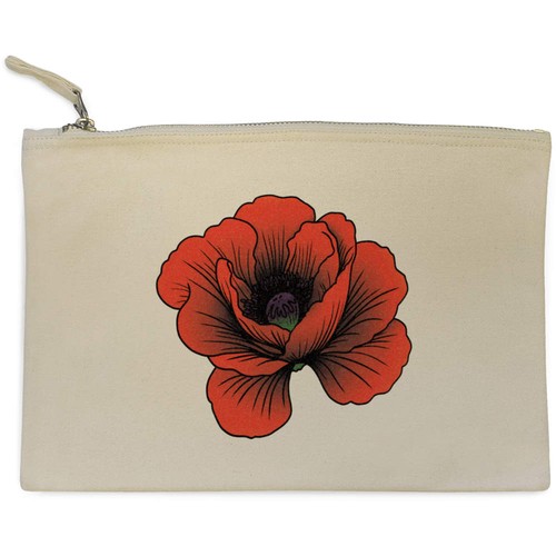 Red poppy flower - canvas, zip