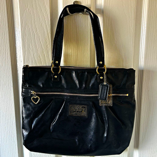Coach poppy black leather tote - coach,